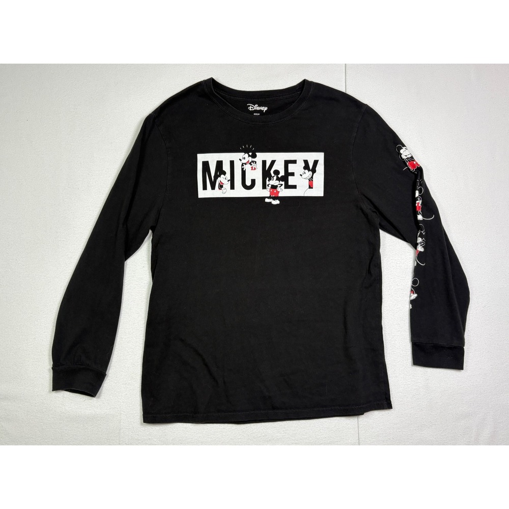Disney Mickey Mouse Long Sleeve Graphic T-Shirt Black Mens Large AT23677